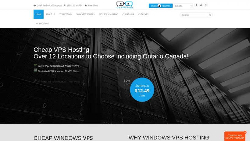 CaVPSHost homepage screenshot