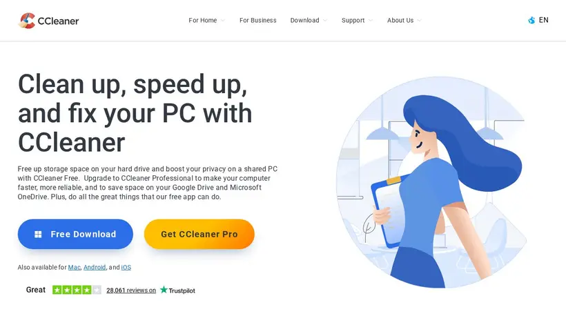 CCleaner homepage screenshot