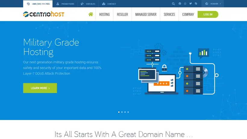 CentrioHost homepage screenshot