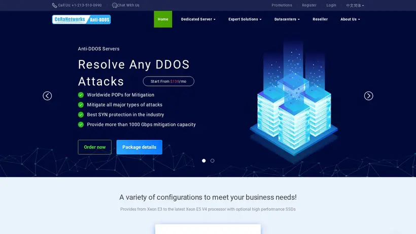 Cera Networks homepage screenshot