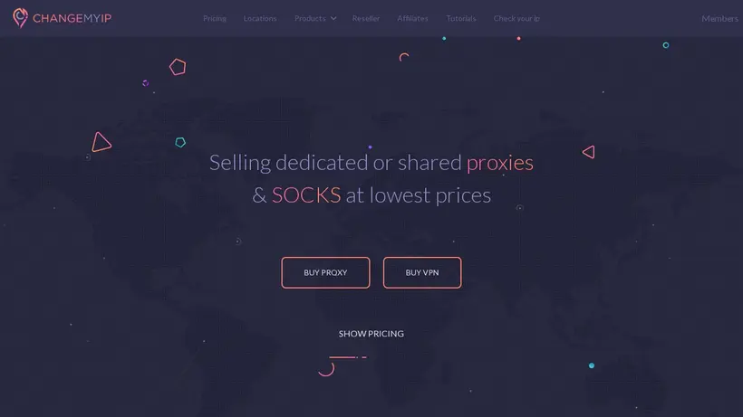 ChangeMyIP homepage screenshot