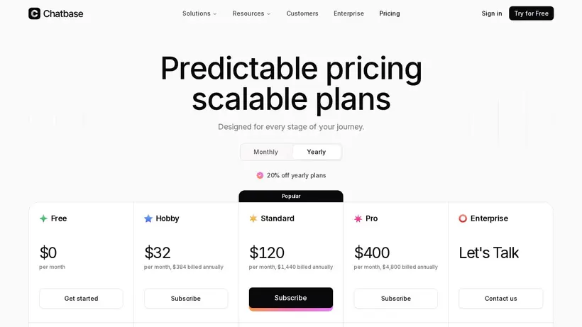 ChatBase homepage screenshot