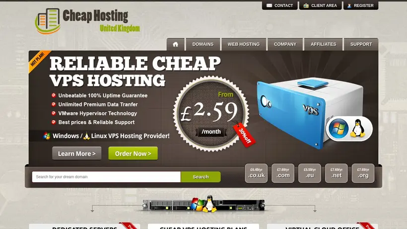 Cheap-vps-hosting.co.uk homepage screenshot