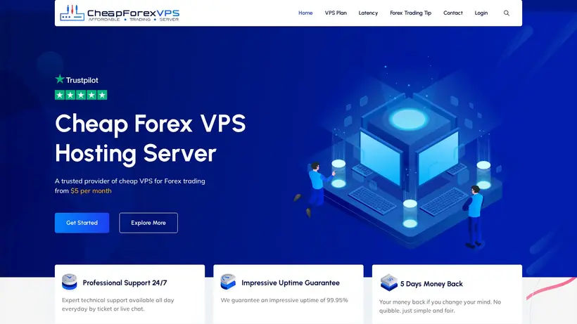 Cheap Forex VPS homepage screenshot