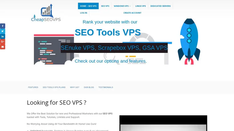 CheapSEOVPS homepage screenshot