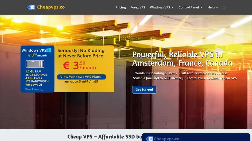 Cheap VPS homepage screenshot