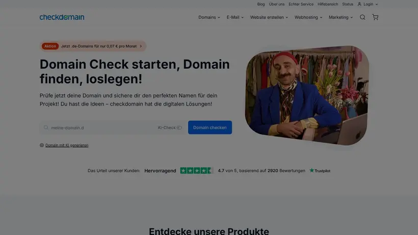 CheckDomain.de homepage screenshot
