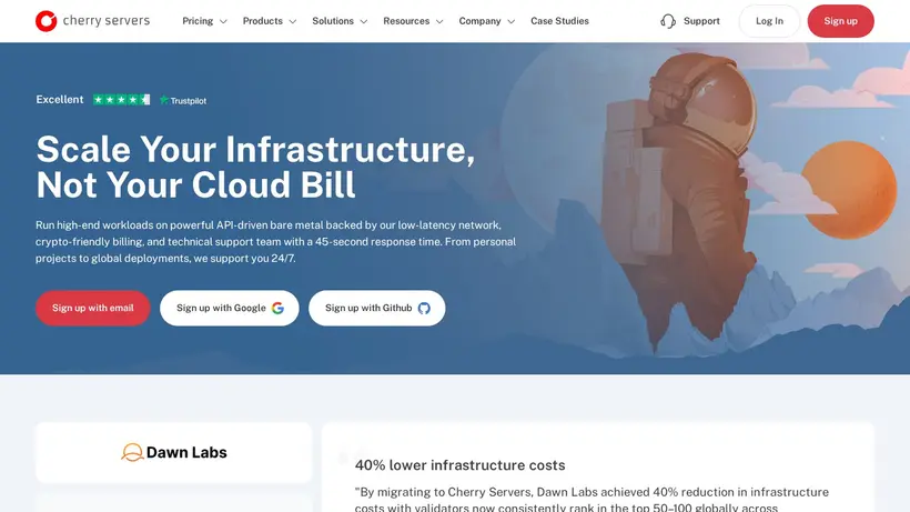 CherryServers homepage screenshot