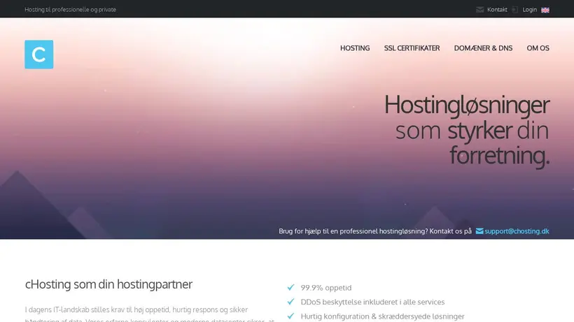 CHosting.dk homepage screenshot
