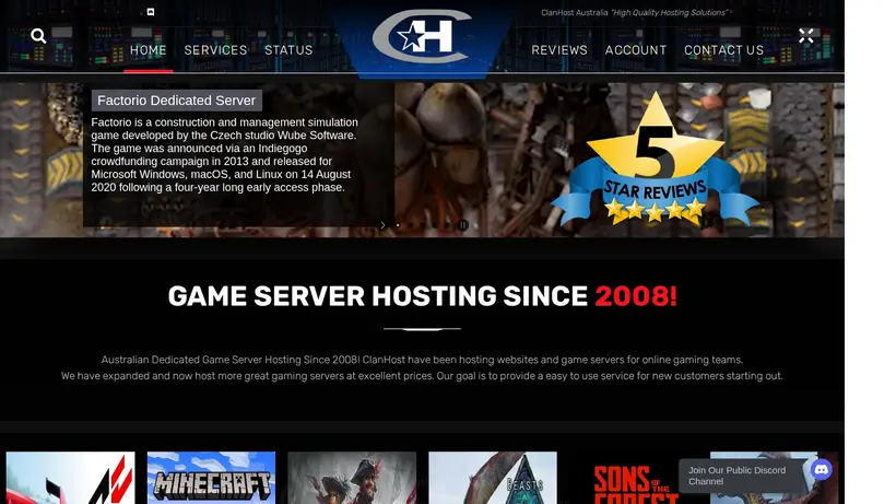 ClanHost homepage screenshot