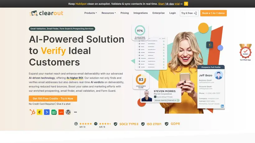 Clearout homepage screenshot