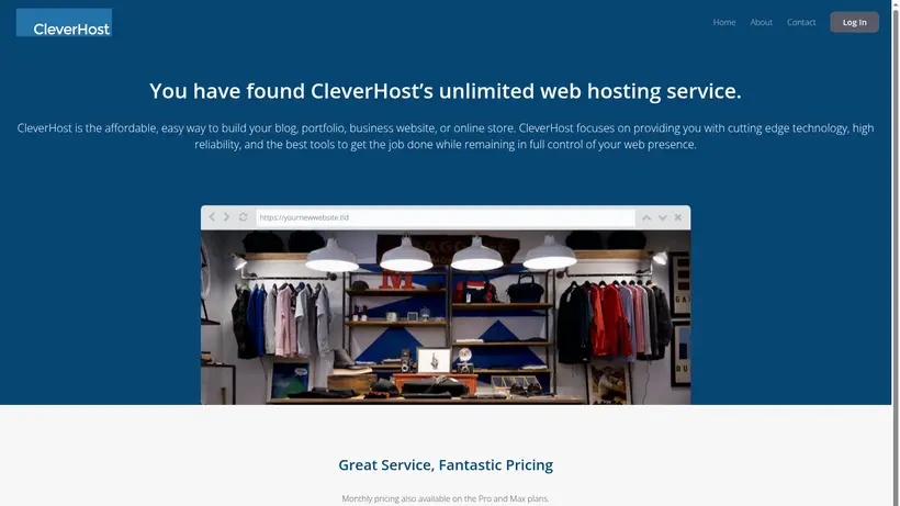 Clever Host homepage screenshot