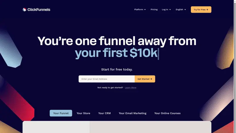 ClickFunnels homepage screenshot