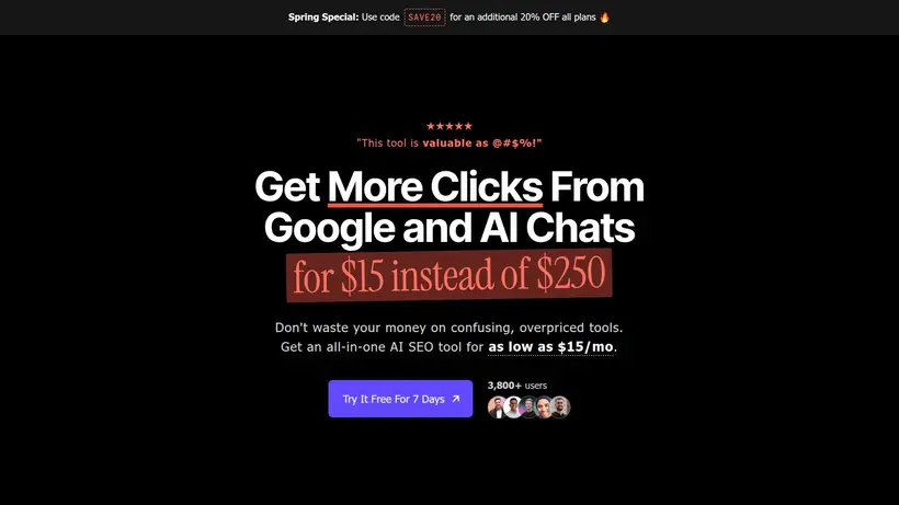 Clicks.so homepage screenshot