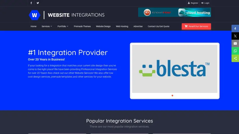 Clientexec Integrations homepage screenshot