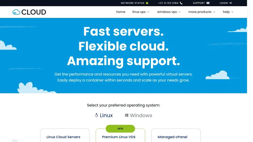 Cloud.co.za homepage screenshot