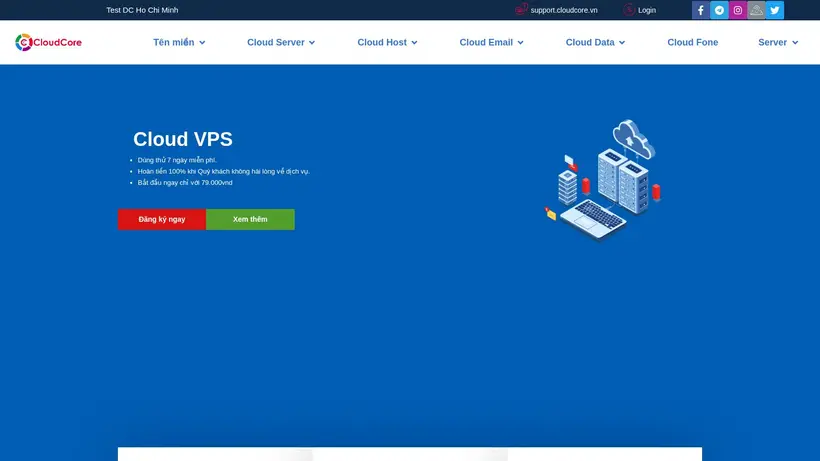 CloudCore homepage screenshot