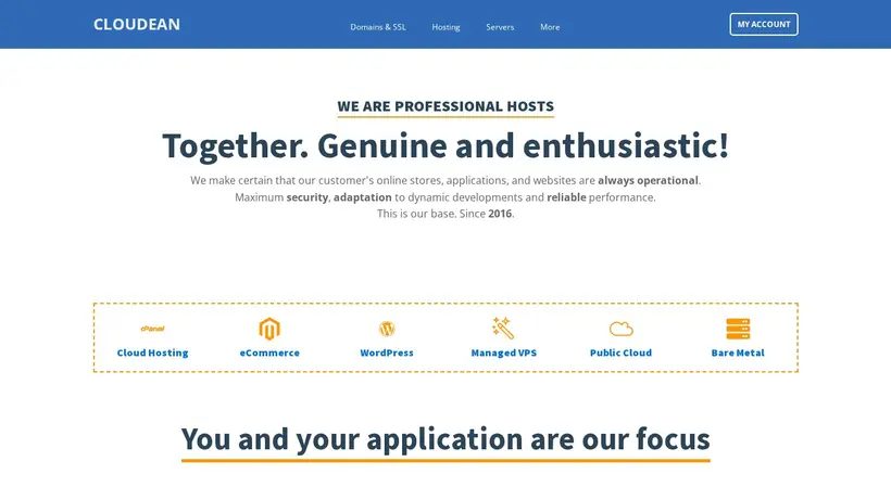 Cloudean homepage screenshot