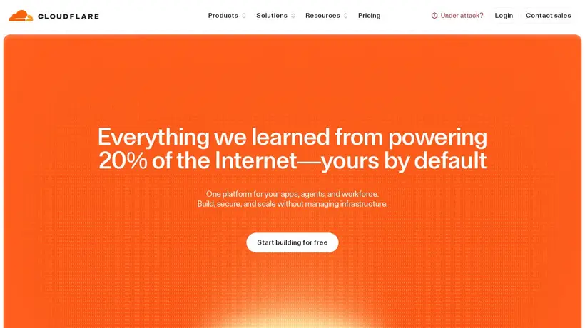 CloudFlare homepage screenshot