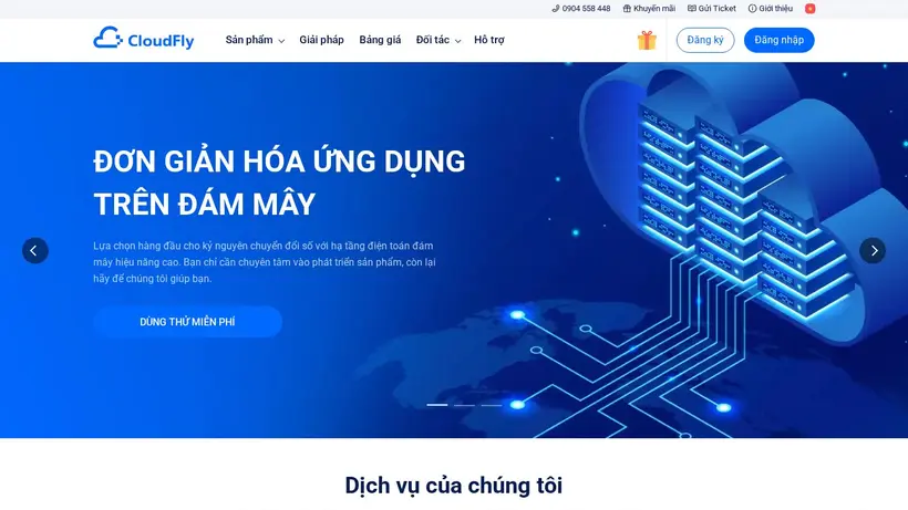 CloudFly homepage screenshot