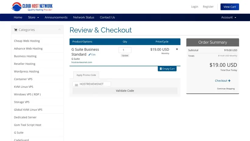 Cloud Host Network homepage screenshot