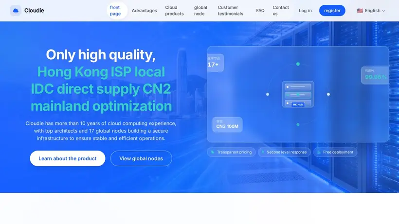 Cloudie homepage screenshot