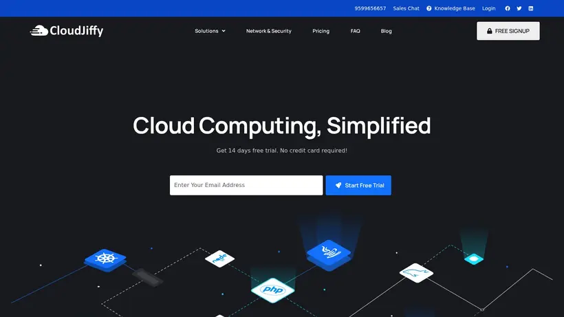 CloudJiffy homepage screenshot