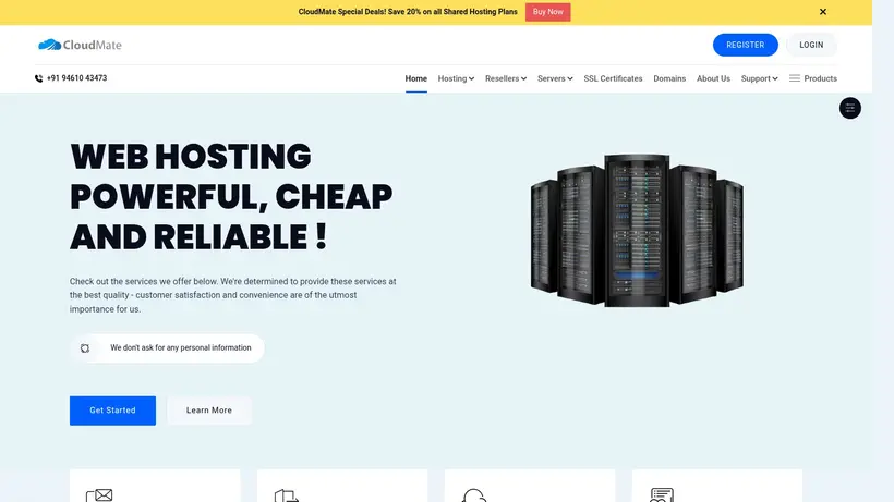 CloudMate homepage screenshot