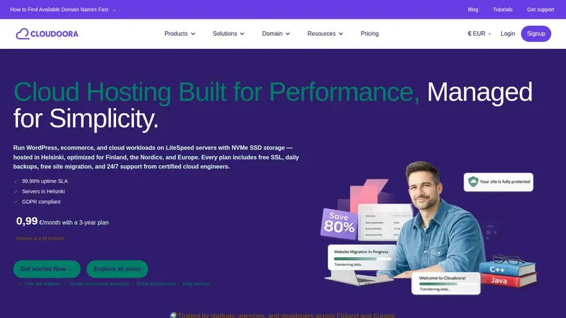 Cloudoora homepage screenshot