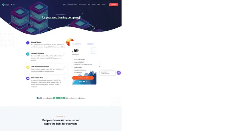 CloudVPSHosts homepage screenshot