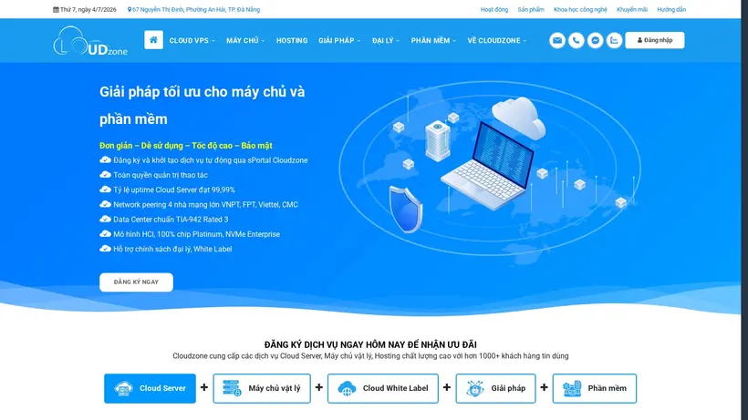 CloudZone homepage screenshot