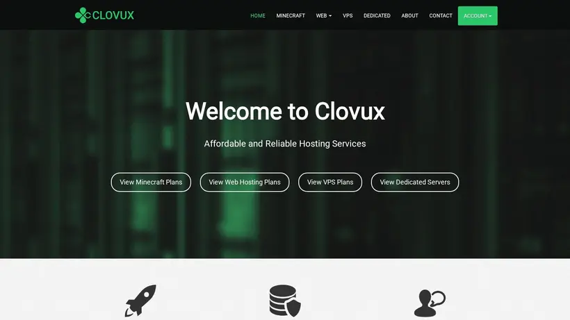 Clovux homepage screenshot
