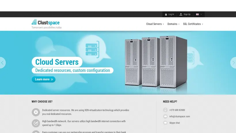ClustSpace homepage screenshot