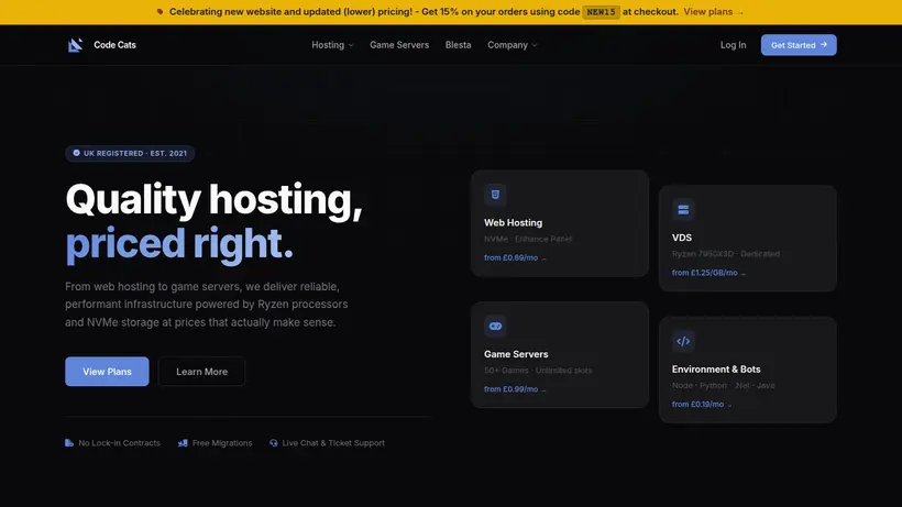 Code-Cats homepage screenshot