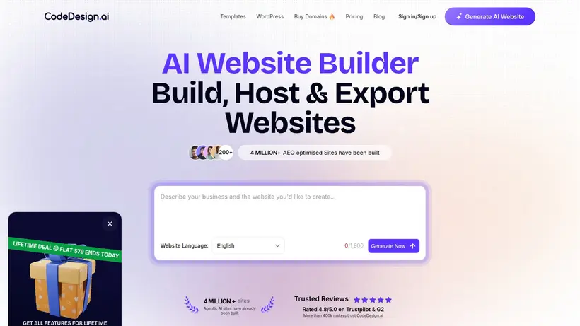 CodeDesign homepage screenshot