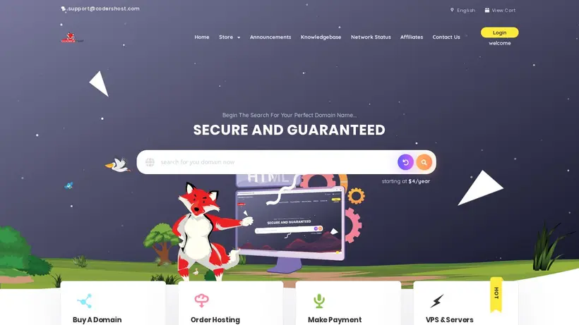 CodersHost homepage screenshot