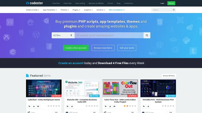 Codester homepage screenshot