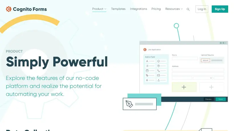 CognitoForms homepage screenshot