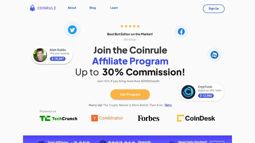 Coinrule homepage screenshot