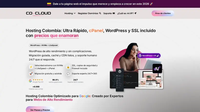 Colombia Cloud homepage screenshot