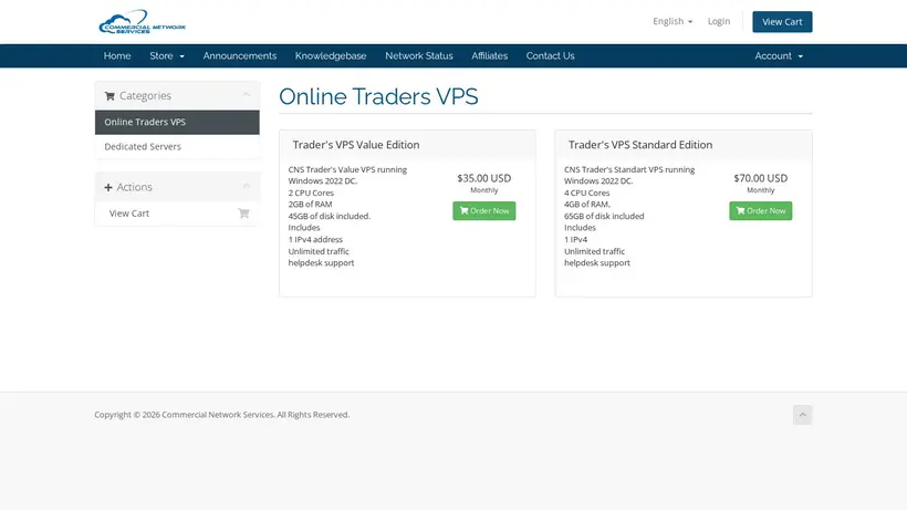 CommercialNetworkServices homepage screenshot