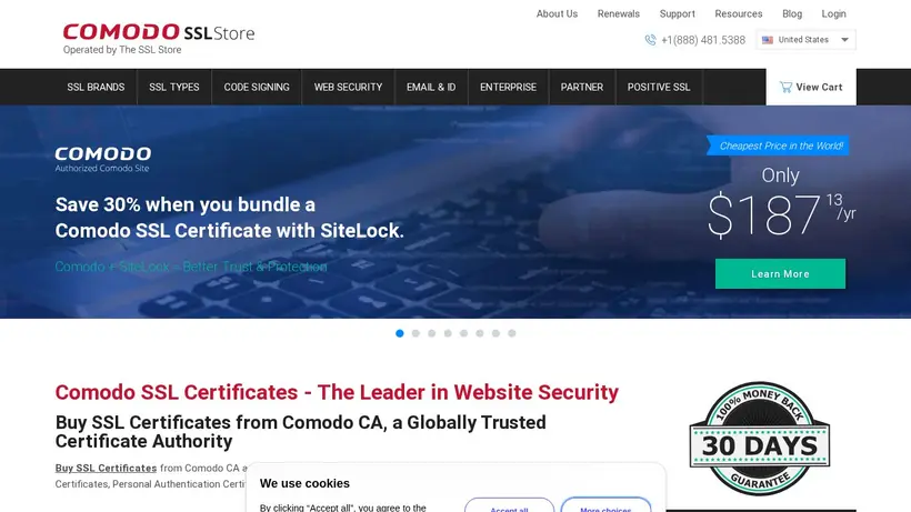 ComodoSslStore homepage screenshot