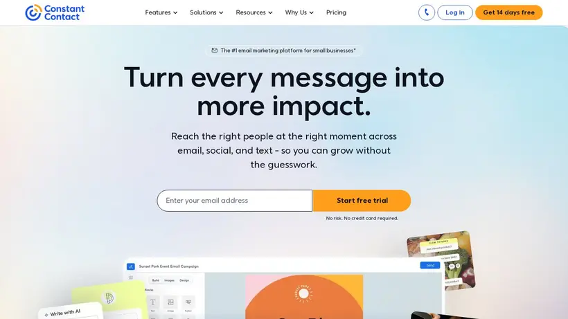 Constant Contact homepage screenshot