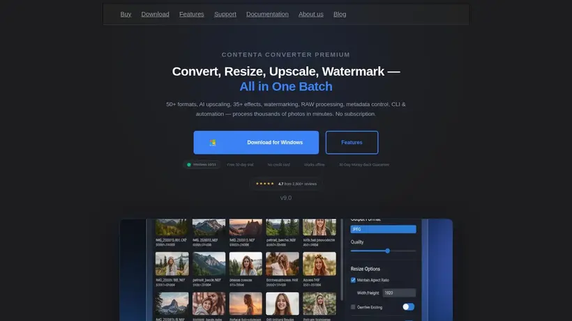 Contenta-Converter homepage screenshot