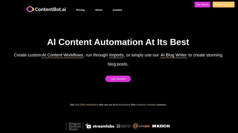 ContentBot homepage screenshot