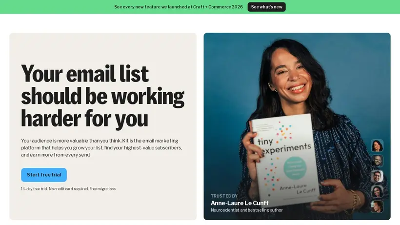 Convert Kit homepage screenshot