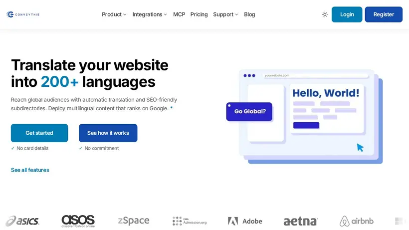 ConveyThis homepage screenshot