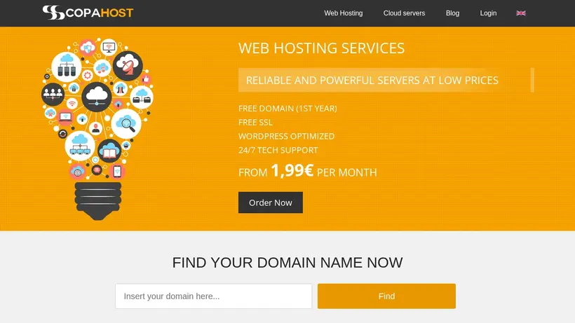 CopaHost homepage screenshot