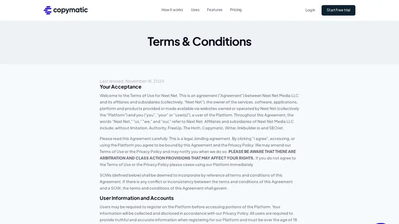Copymatic homepage screenshot