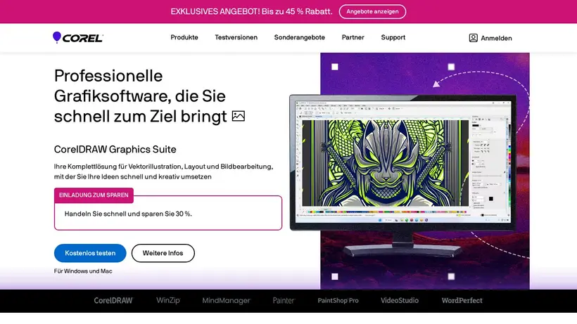 Corel homepage screenshot
